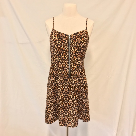 leopard print zip up dress